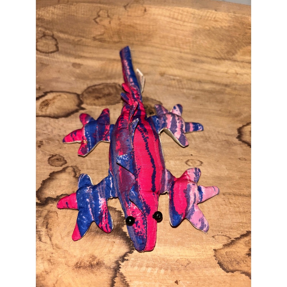 Vintage Sand Filled Lizard Plush Pink Blue Tie Dye Weighted Gecko Toy‎ 90s Retro